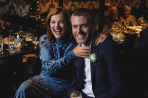 Bride And Groom Holding Hands During Golden Hour Wedding Shoot In Dublin. - E17