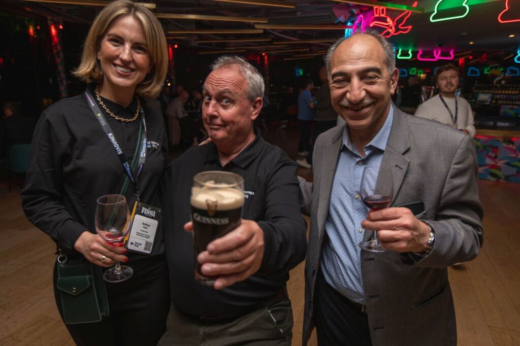 Group Photo With Dublin Skyline At Gravity Bar - E17