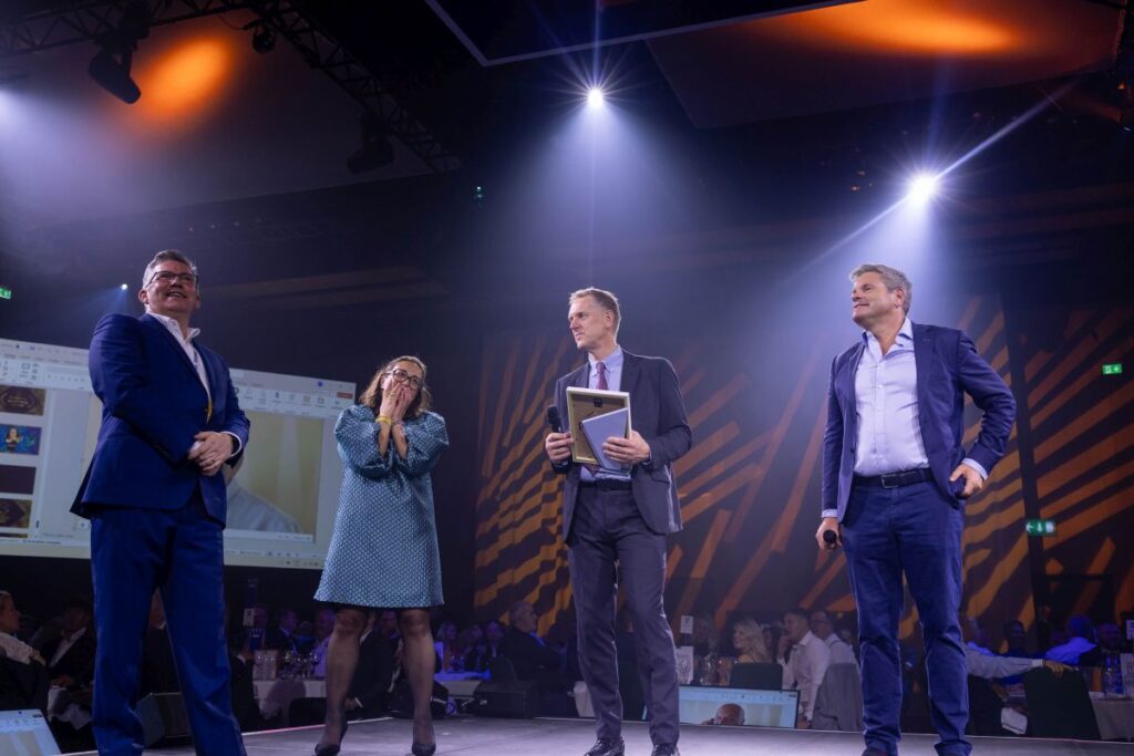 Speaker At The Stage During Evening Gala Awards, At Convention Centre In Dublin Ireland Startup Business Owners People Event - E17